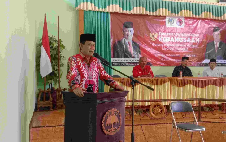 H. Gunawan HS, S.H., M.Hum, saat sambutan Wasbang, di Gedangan Kabupaten Malang, Minggu (30/10/2022). 
