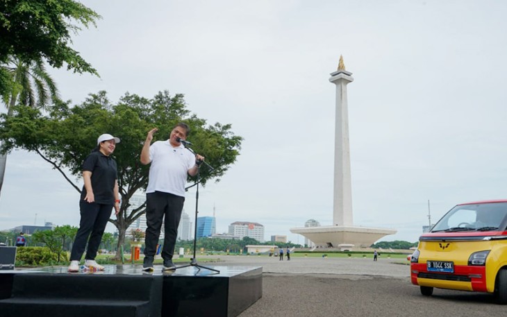 Pertemuan Puan dan Airlangga dibalut dengan acara olahraga jalan santai di sekitar kawasan Monas, Jakarta Pusat, Sabtu (8/10/2022) pagi.