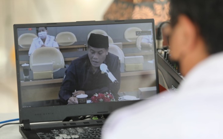 Ketua DPRD Kabupaten Blitar Suwito Saren Satoto in frame Saat Ikuti Musrenbang RKPD dan PENA INTAN Kabupaten Blitar Tahun 2023