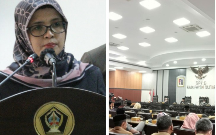 Bupati Blitar Rini Syarifah (kiri) dan Suasana Sidang Paripurna DPRD Kabupaten Blitar Selasa (13/9/2022)