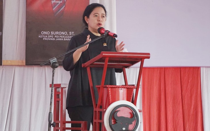 Puan Maharani saat datang ke kantor DPC PDIP Majalengka dan kantor DPC PDIP Subang pada Kamis (22/9/2022).