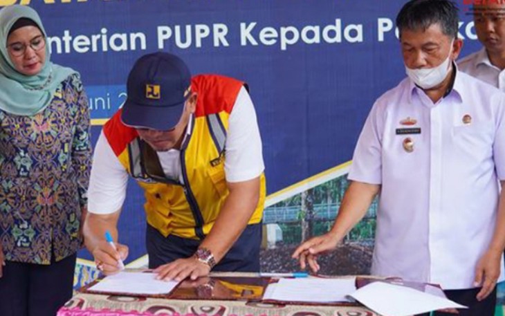 Serah Terima Jembatan Gantung Way Biha, Rabu (29/06/2022).
