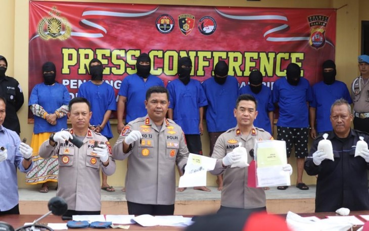 Kapolres Cilegon Polda Banten AKBP Eko Tjahyo Untoro saat konferensi pers