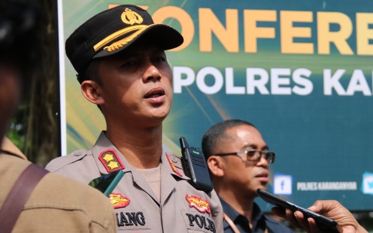 Kapolres Karanganyar AKBP Danang Kuswoyo saat memberikan keterangan, Selasa (22/11/2022), terkait persiapan konser Deny Caknan yang akan digelar di Alun - Alun Karanganyar pada Rabu (23/11/2022) malam.