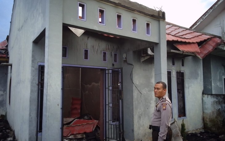 Polisi cek lokasi rumah pasca terbakar
