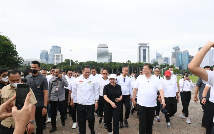 Bamsoet saat Temani Diplomasi Jalan Pagi Airlangga Hartarto dan Puan Maharani