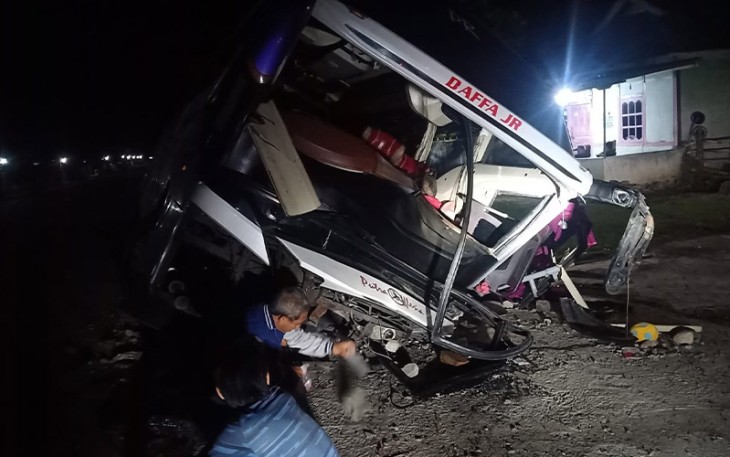 Kondisi bus pasca lakalantas