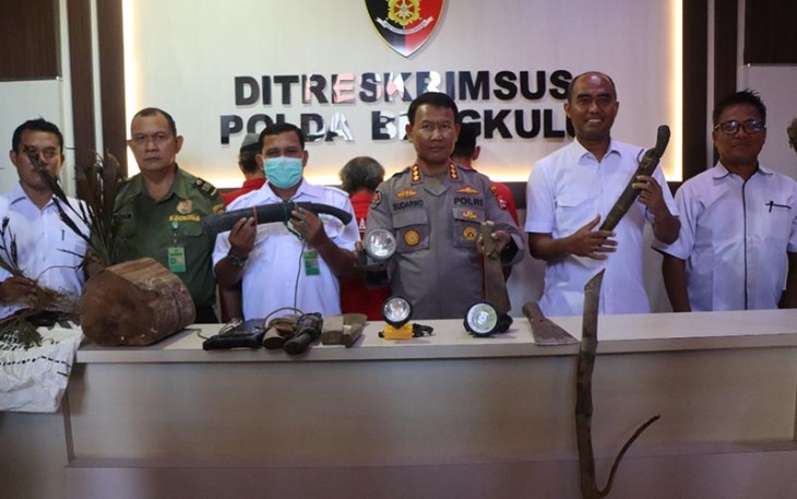 Press Conference Polda Bengkulu terkait perambahan hutan konservasi, Rabu (19/10/22)