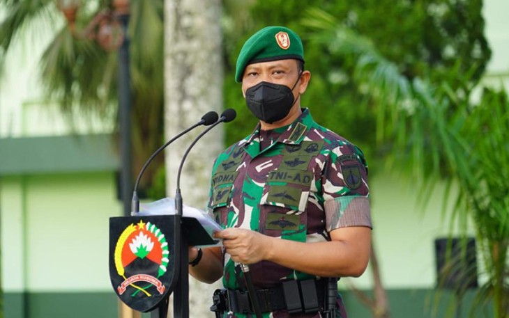 Danrem 071/Wijayakusuma Kolonel Inf Yudha Airlangga, S.E., saat membacakan amanat Pangdam IV/Diponegoro Mayjen TNI Widi Prasetijono.