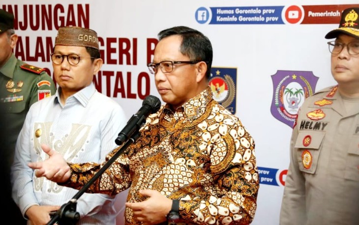 Mendagri Muhammad Tito Karnavian saat memberikan Pengarahan kepada Kepala Daerah, Forkopimda dan Pimpinan OPD Lingkup Pemerintah Provinsi Gorontalo, di Hotel Aston Gorontalo, Kamis (1/9/2022).
