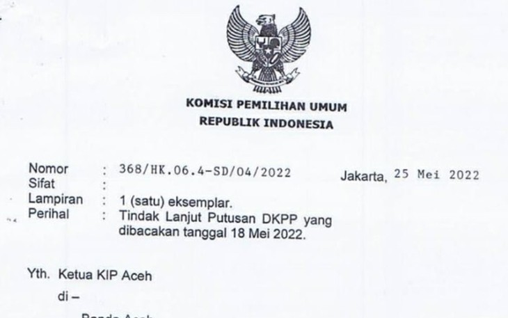  Petikan Surat KPU RI 