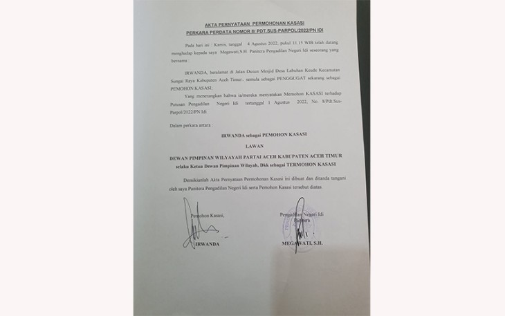 Akta Pernyataan Permohonan Kasasi
