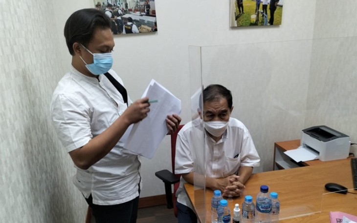 Terduga pelaku saat diperiksa penyidik