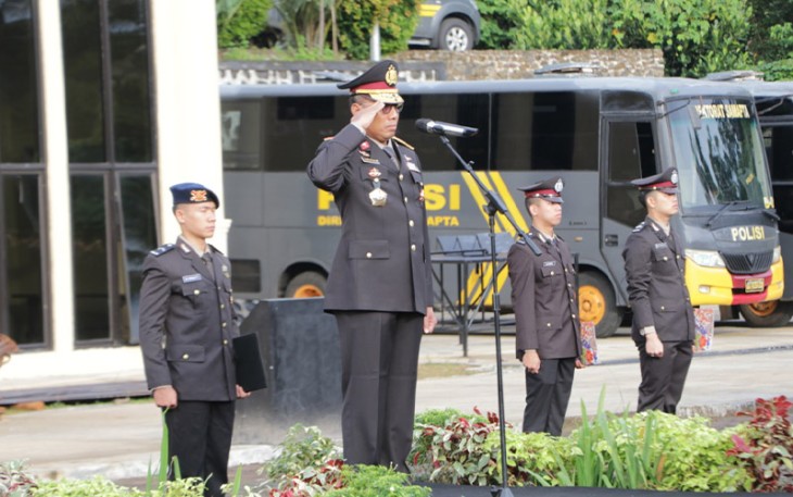 Wakapolda Bengkulu Brigjen Pol. Drs. Umardani, M.Si saat pimpin upacara peringatan Hari Kesaktian Pancasila di lapangan Rekonfu Mako Polda Bengkulu, Sabtu (01/10/2022) pagi.