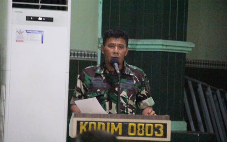 Dandim 0803/Madiun Letkol Inf Meina Helmi, S.Sos., dalam amanat yang dibacakan Kasdim Mayor Arh Wahyu Susilo, di Aula Makodim Jl. Pahlawan No. 25 Kota Madiun, Selasa (13/12/2022).