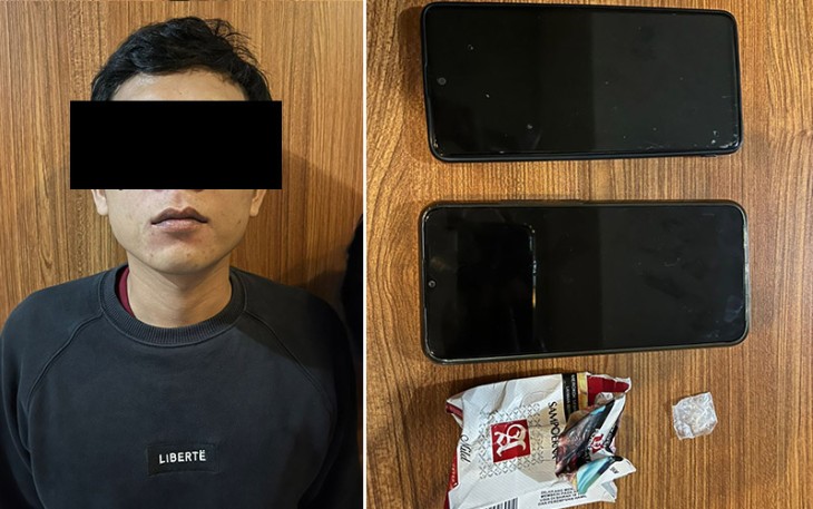 Salah Satu tersangka beserta barang bukti saat diamankan