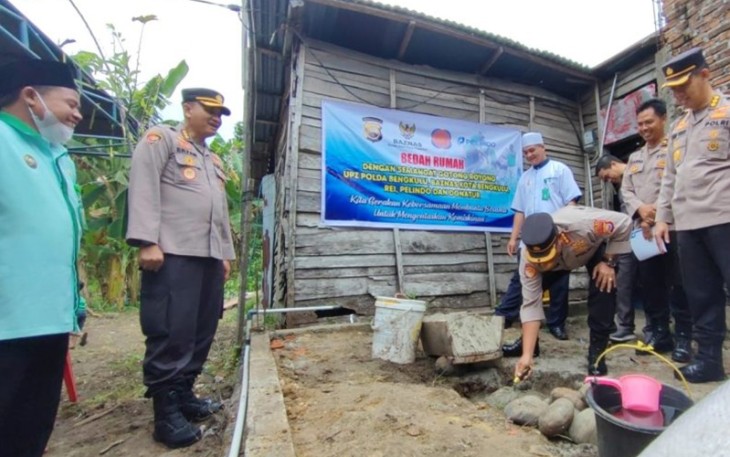 Polda Bengkulu saat lakukan peletakan batu pertama