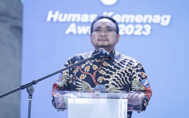 Menag Yaqut saat memeringati Hari Antikorupsi Sedunia (Hakordia), Minggu (10/12/2023).