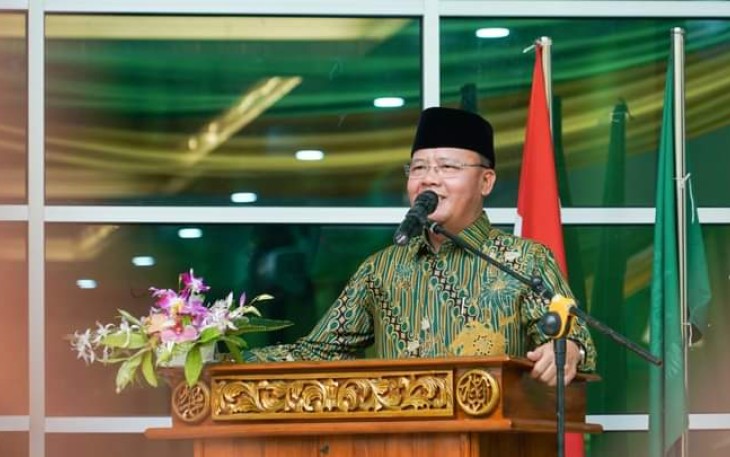 Gubernur Bengkulu Rohidin Mersyah saat memberikan sambutan di Komplek Kampus Universitas Muhammadiyah Bengkulu (UMB), Kamis (09/03).