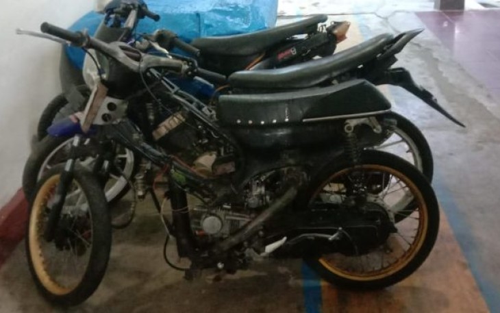 3 unit sepeda motor tanpa TNKB yang berhasil dismankan Polsek Batang Toru saat Patroli Balap Liar 
