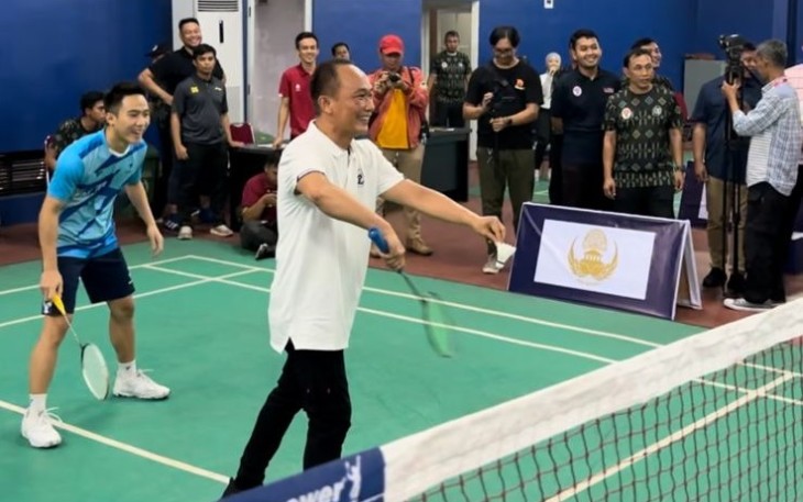 Ketum DP Korpri Nasional pada acara coffee morning dan pembukaan turnamen Badminkorpri 2023 di Wisma Kemenpora, Senayan, Jakarta, Rabu (22/11/2023) pagi. 