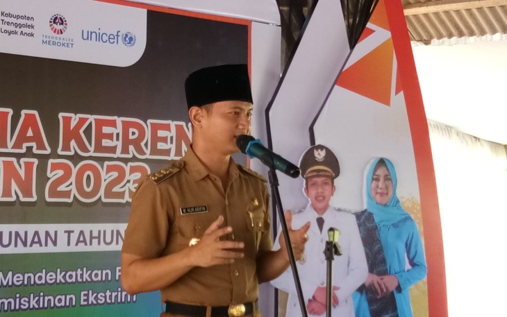 Bupati Trenggalek, Mochamad Nur Arifin, saat membuka Musrena Keren, di Fish Garden Desa Wisata Widoro, Kec. Gandusari, Selasa (7/3/2023) (Foto Hardi Rangga klikwata.com)