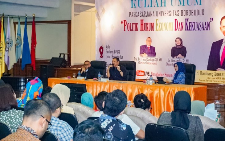 Bamsoet dalam Kuliah Umum Politik, Hukum, Ekonomi, dan Kekuasaan, di Universitas Borobudur, Jakarta, Sabtu (9/9/23).