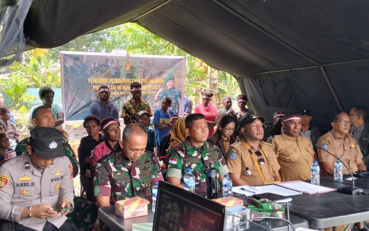 Dandim 1710/Mimika Ikuti Peresmian Penggunaan Fasilitas Air Bersih Program TNI AD Manunggal Air