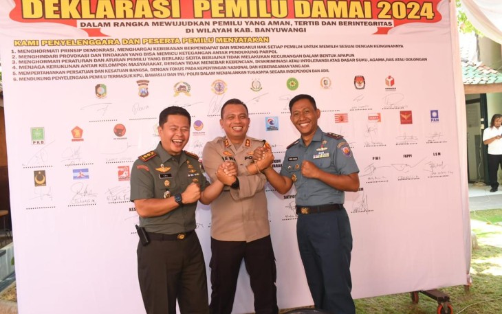 Danlanal Banyuwangi Hadiri Deklarasi Pemilu Damai 2024