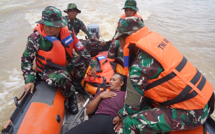Korem 121/ABW Gelar Geladi Simulasi Penanganan Bencana Alam Banjir