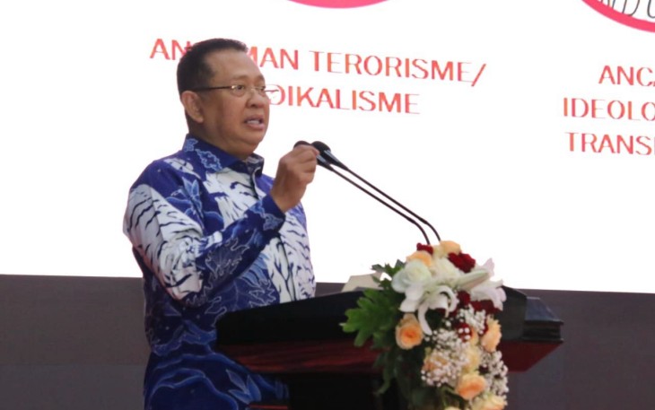 Bamsoet dalam Sosialisasi Empat Pilar MPR RI bersama organisasi Wirawati Catur Panca, di Gedung Nusantara IV MPR RI, Jakarta, Rabu (29/11/23).