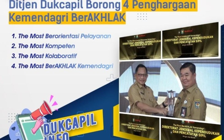 Kementerian Dalam Negeri (Kemendagri) memberikan apresiasi kepada Unit Kerja Eselon (UKE) I yang dinilai berprestasi pada gelaran Kemendagri BerAKHLAK Awards