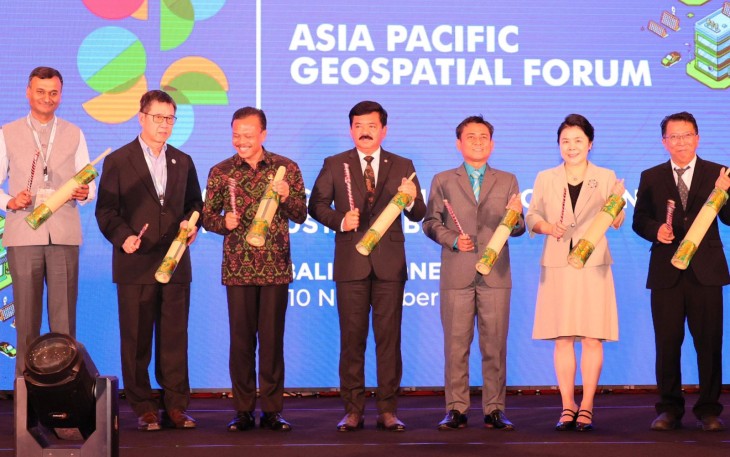 Menteri ATR/Kepala BPN Hadi Tjahjanto Saat menghadiri sekaligus membuka kegiatan Asia Pacific Geospatial Forum 2023 yang digelar di Discovery Kartika Plaza Hotel