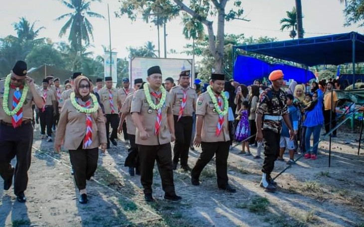 Ketua Mabicab dalam acara pembukaan Perkemahan Lomba Karya Prestasi Dibumi Perkemahan Perkebunan Ajamu