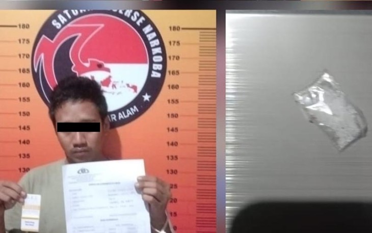 Pelaku Shabu dan Barang Bukti saat Diamankan Sat Narkoba Polres Pagar Alam