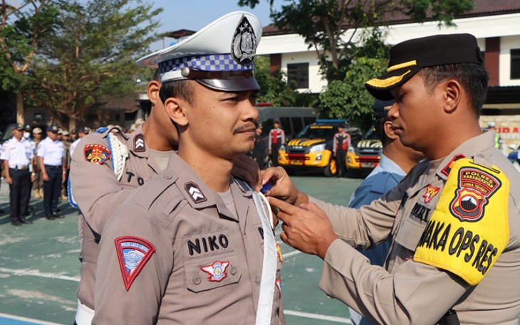 Apel gelar pasukan Operasi Zebra Candi 2023,  di Lapangan Wira Satya Polres Karanganyar, Senin (4/9/2023) pagi.