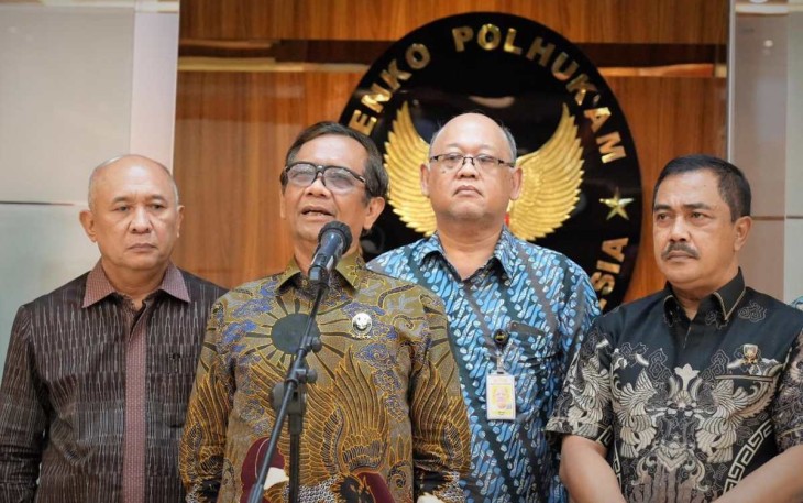 Menkopolhukam Mahfud MD saat memberikan keterangan pers di Jakarta 