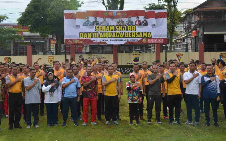 Senam SKJ bersama di Mako Polres Salatiga 