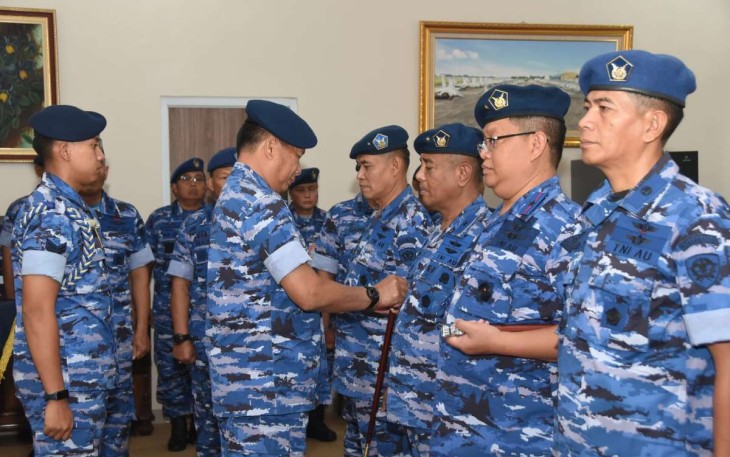 Dankoharmatau Marsda TNI Bambang Triono saat sertijab