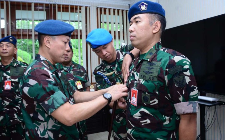 Danlanud Iswahjudi Marsekal Pertama TNI Irwan Pramuda saat penyerahan jabatan Kadispers 