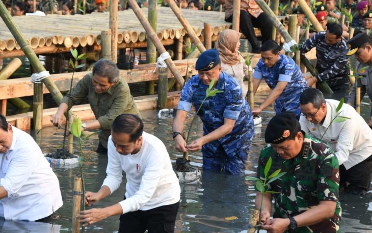 Kasau Marsekal TNI Fajar Prasetyo saat tanam mangrove 