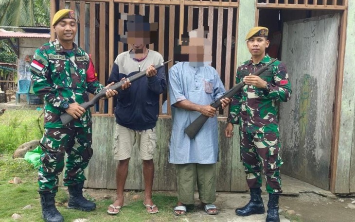 Satgas Yonarhanud 3/YBY menerima 2 pucuk senjata, Sabtu (15/7)