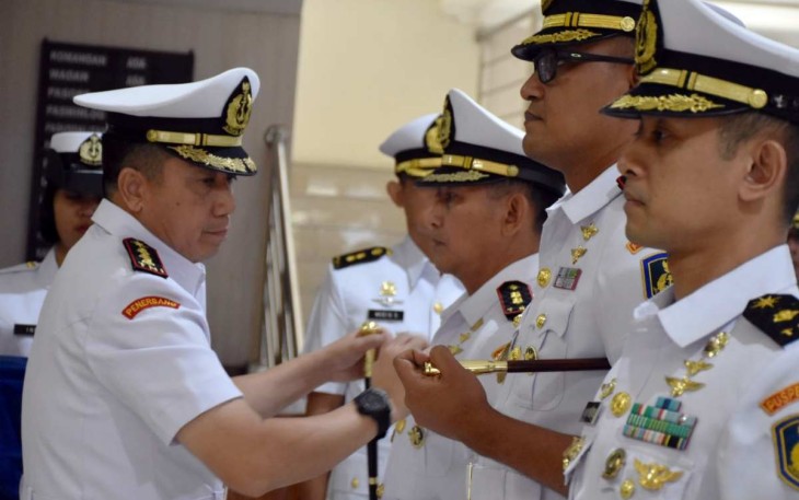 Danwing Udara 2 Puspenerbal Kolonel Laut (P) Ma'arif saat pengukuhan pejabat baru, Selasa (10/10)