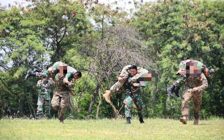 Latihan Tactical Combat Casualty Care Pada Latma Keris Marex 2023 di Puslatpurmar 6 Antralina, Jampang Tengah, Sukabumi, Rabu (29/11)