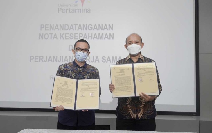 Penandatanganan kerja sama yang dilakukan oleh Universitas Pertamina dengan mitra.