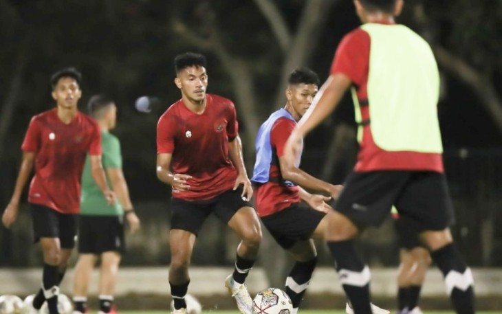 Tim U-22 Indonesia saat latihan 