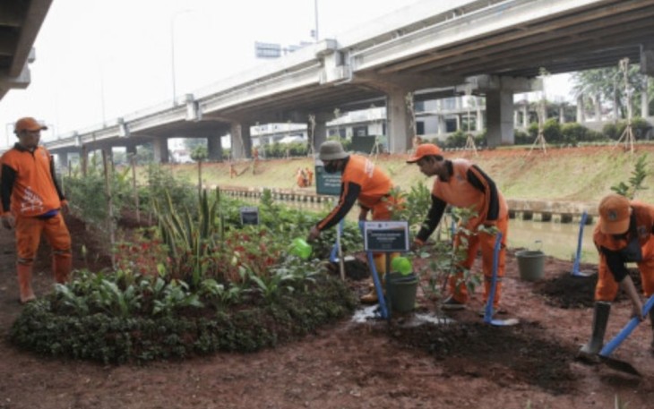 Penghijauan di kolong tol Becakayu