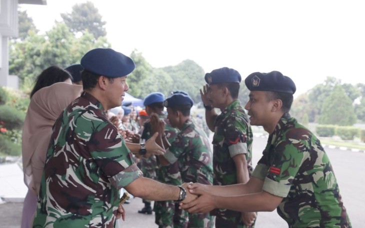 Pangkoopsud I Marsda TNI Bambang Gunarto saat halal bihalal bersama prajuritnya, Selasa (2/5)