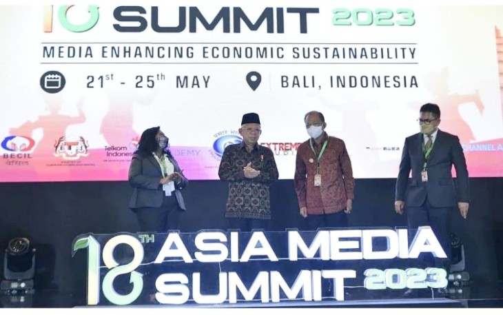 Wapres RI KH Ma'ruf Amin saat membuka AMS Ke-18 di Hotel Grand Hyatt Bali, Selasa (22/5)