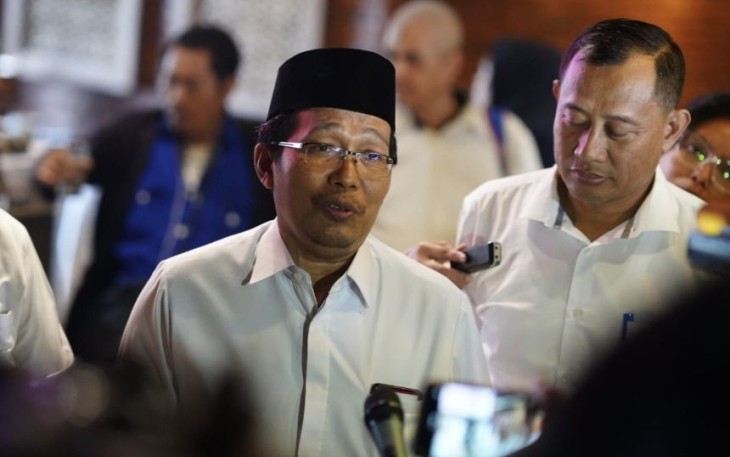 Direktur Pendidikan Diniyah dan Pondok Pesantren Waryono saat memberikan keterangan pers di Jakarta, Selasa (4/7)